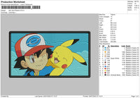 Ash And Pikachu Embroidery File 4 sizes