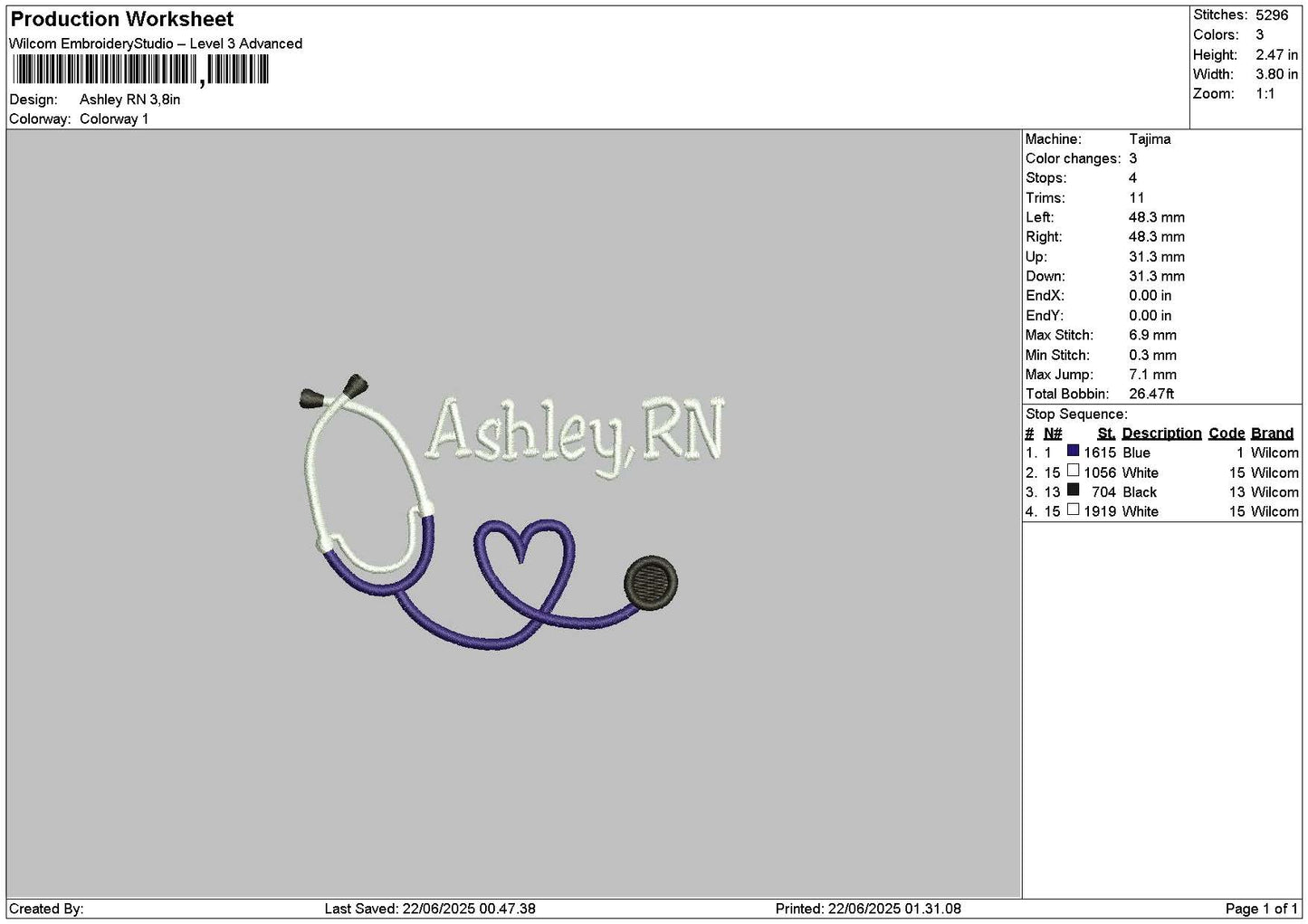 Ashleytext 2206 Embroidery File 6 sizes
