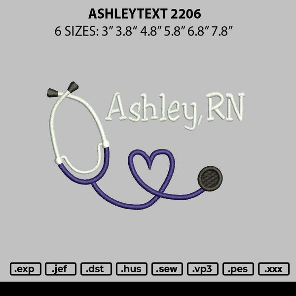 Ashleytext 2206 Embroidery File 6 sizes