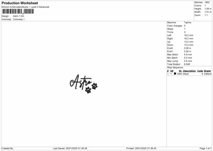 Astrotext 03 Embroidery File 6 sizes