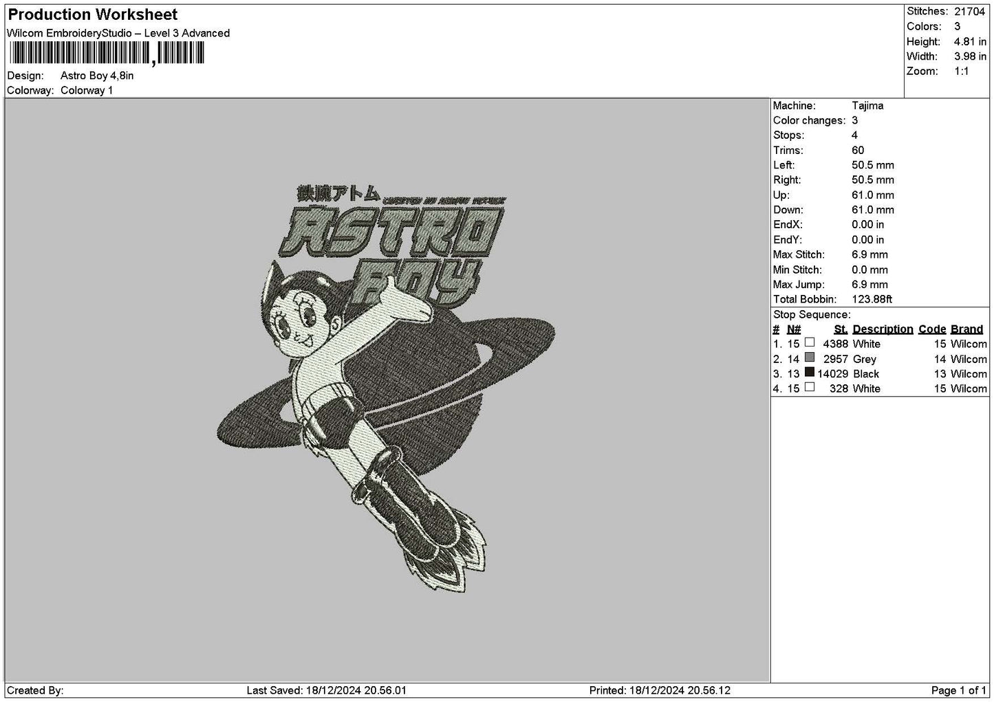 Astro 1812 Embroidery File 6 sizes