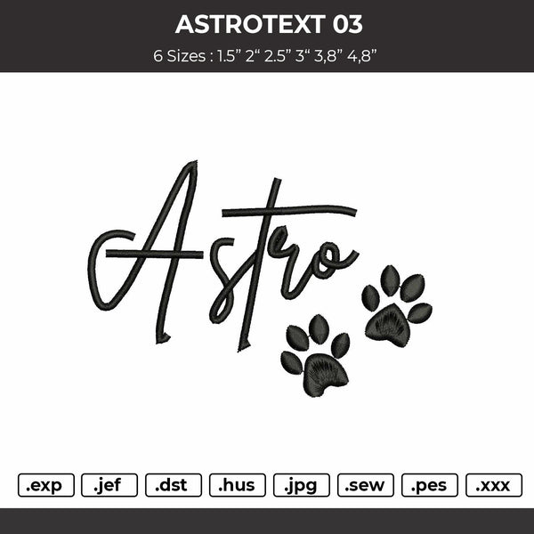 Astrotext 03 Embroidery File 6 sizes