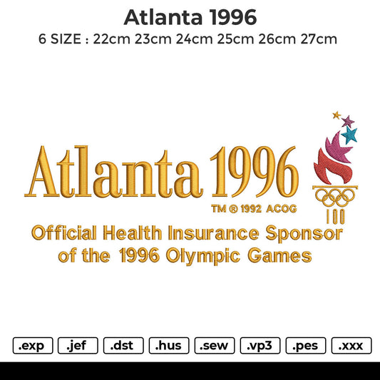 Atlanta 1996 Embroidery File 6 sizes