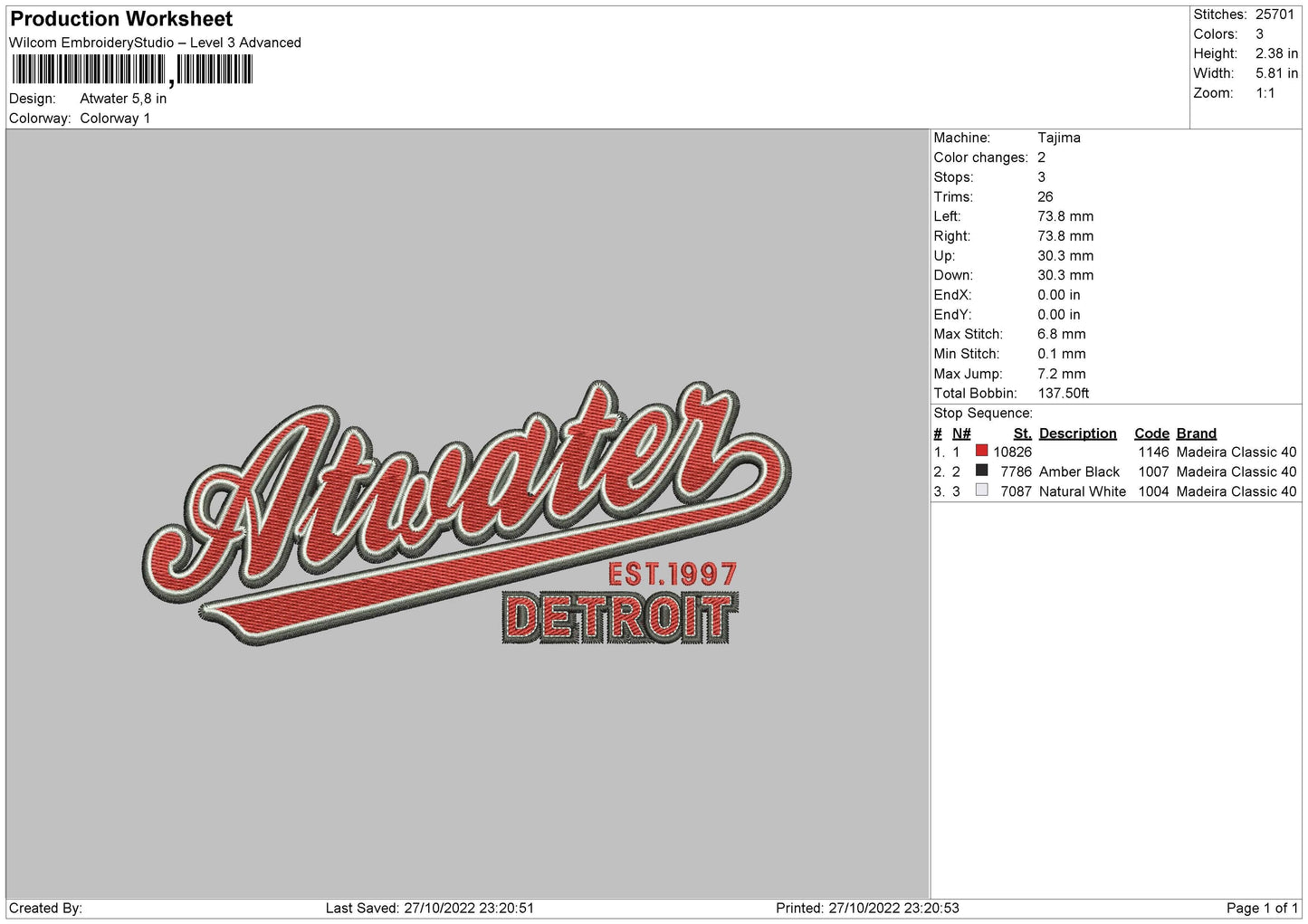 Atwater Embroidery File 6 sizes