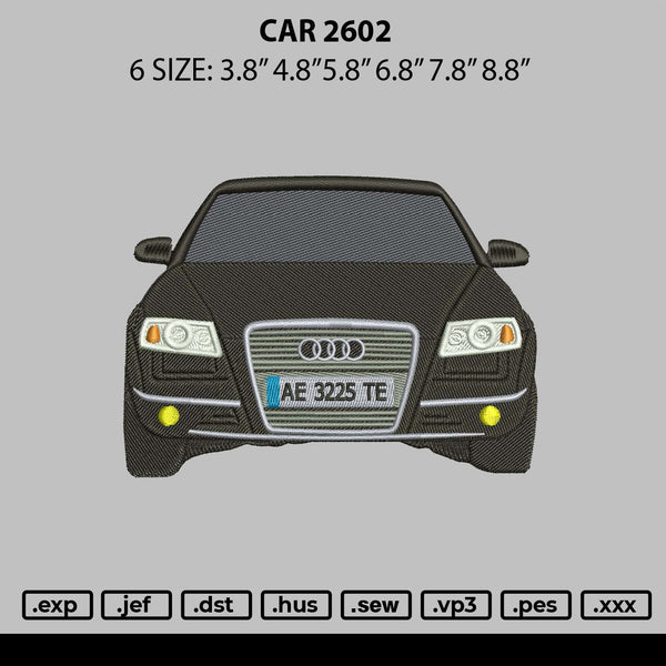 Car 2602 Embroidery File 6 sizes