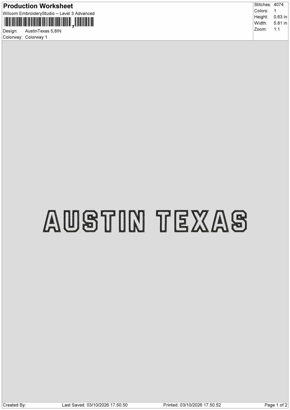 Austin Text 0310 Embroidery Machine Design File 6 sizes