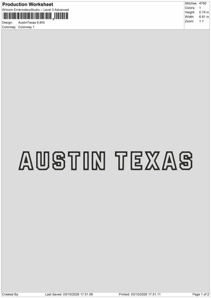 Austin Text 0310 Embroidery Machine Design File 6 sizes