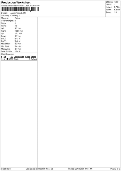 Austin Text 0310 Embroidery Machine Design File 6 sizes