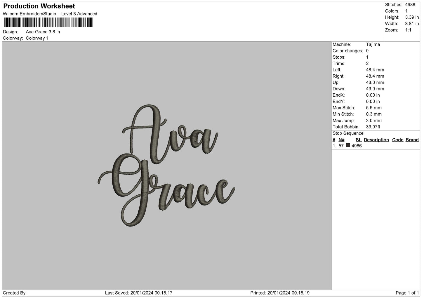 Gracetext Embroidery File 6 sizes