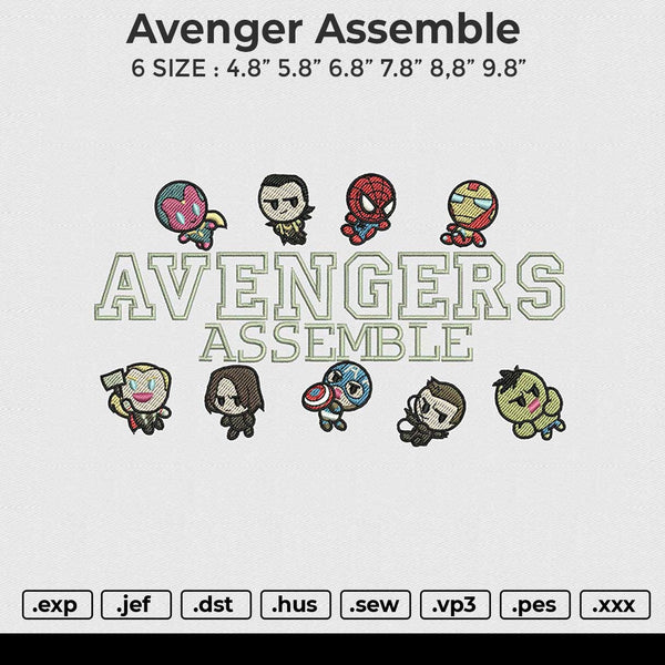Avenger Assemble Embroidery File 6 size
