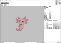 Axolot Embroidery File 6 sizes