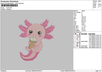 Axolot Embroidery File 6 sizes