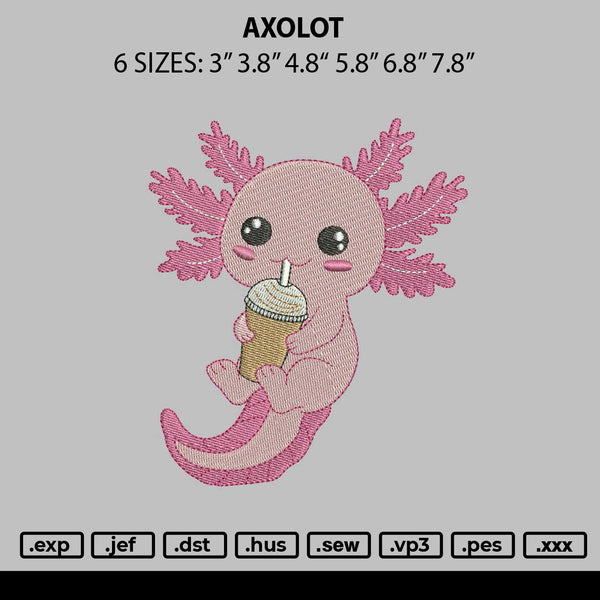 Axolot Embroidery File 6 sizes