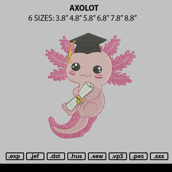 Axolot V2 Embroidery File 6 sizes