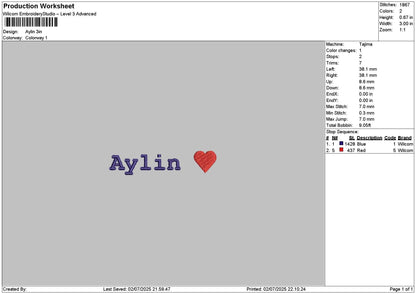 Aylintext Embroidery File 6 sizes