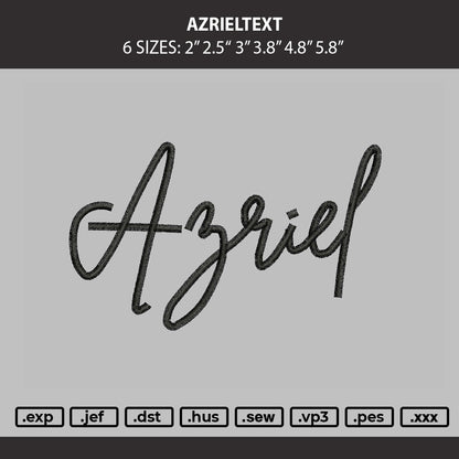 Azrieltext Embroidery File 6 sizes