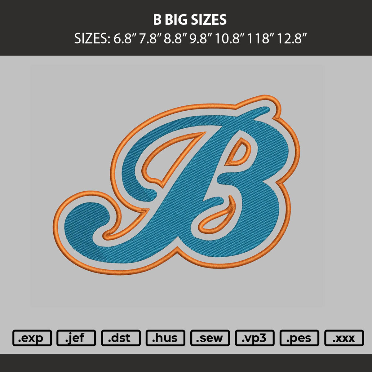 B Big Sizes Embroidery Machine Design File 6 sizes