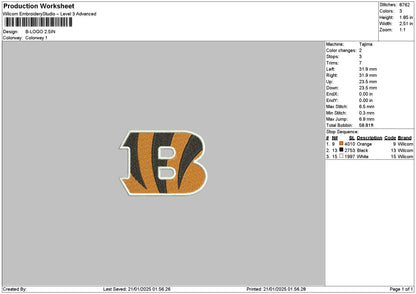 B Pattern Embroidery File 6 sizes