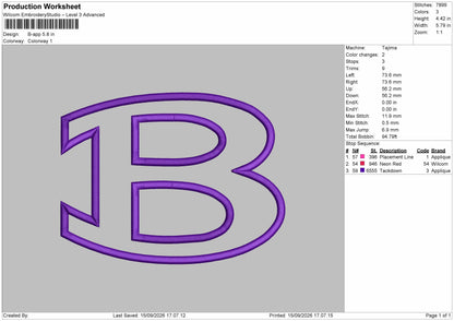 B Applique Embroidery Machine Design File