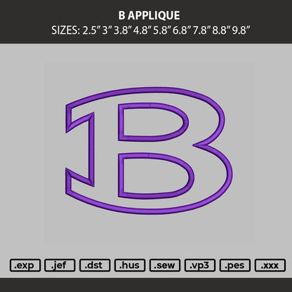 B Applique Embroidery Machine Design File