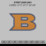 B Text Logo 2901 Embroidery File 6 sizes