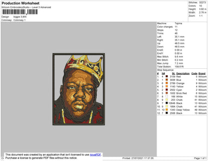 Biggie Embroidery File 4 size