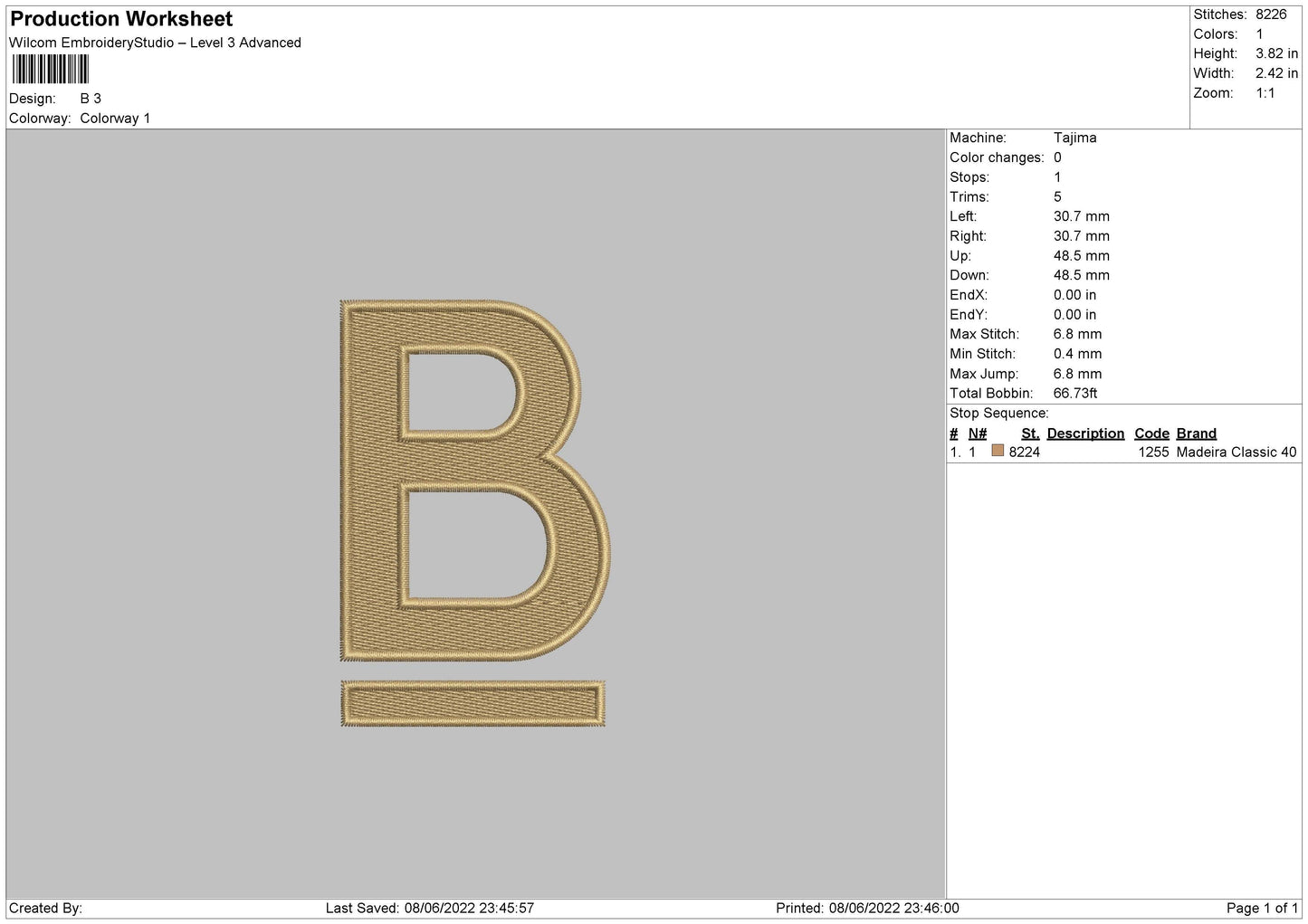 B Alphabet Embroidery File 4 size