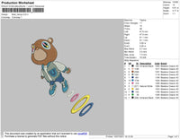 Bear Kanye Embroidery File 4 size