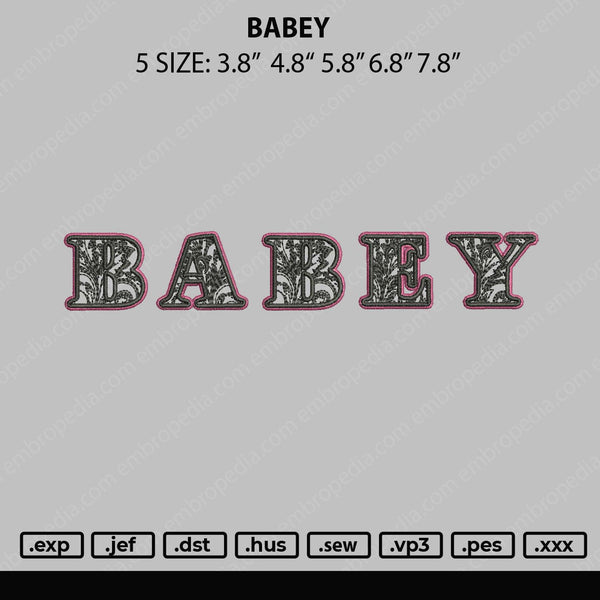 Babey Embroidery File 5 sizes