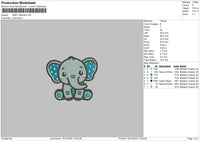 Baby Elephant Embroidery File 6 Sizes