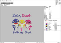 Birthday Shark Embroidery File 4 size