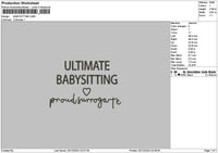 Babysittingtext Embroidery File 6 sizes