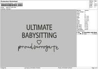 Babysittingtext Embroidery File 6 sizes