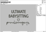 Babysittingtext Embroidery File 6 sizes
