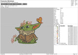 Baby Yoda Butterfly Embroidery File 4 size