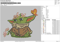 Baby Yoda Butterfly Embroidery File 4 size