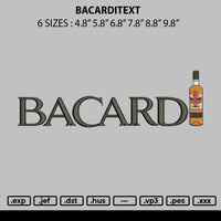 Bacarditext Embroidery File  sizes