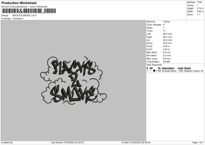 Black And Smoke Embroidery Design File 4 size