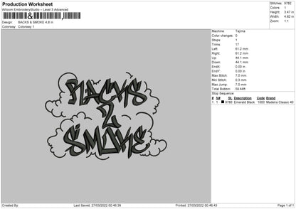 Black And Smoke Embroidery Design File 4 size