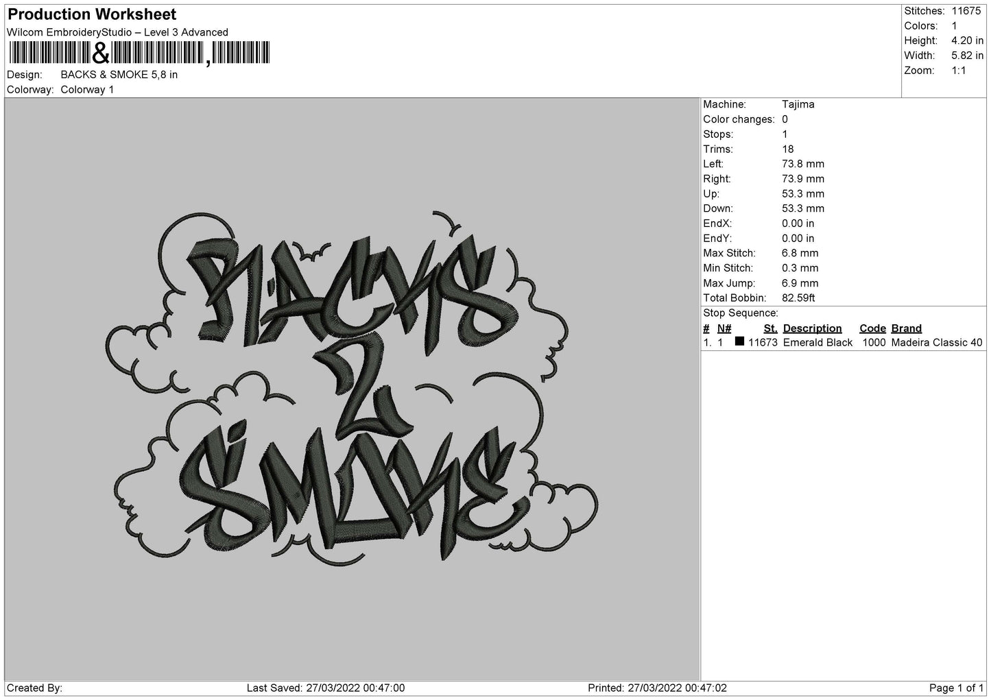 Black And Smoke Embroidery Design File 4 size