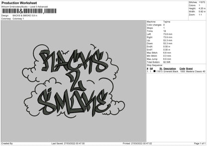 Black And Smoke Embroidery Design File 4 size