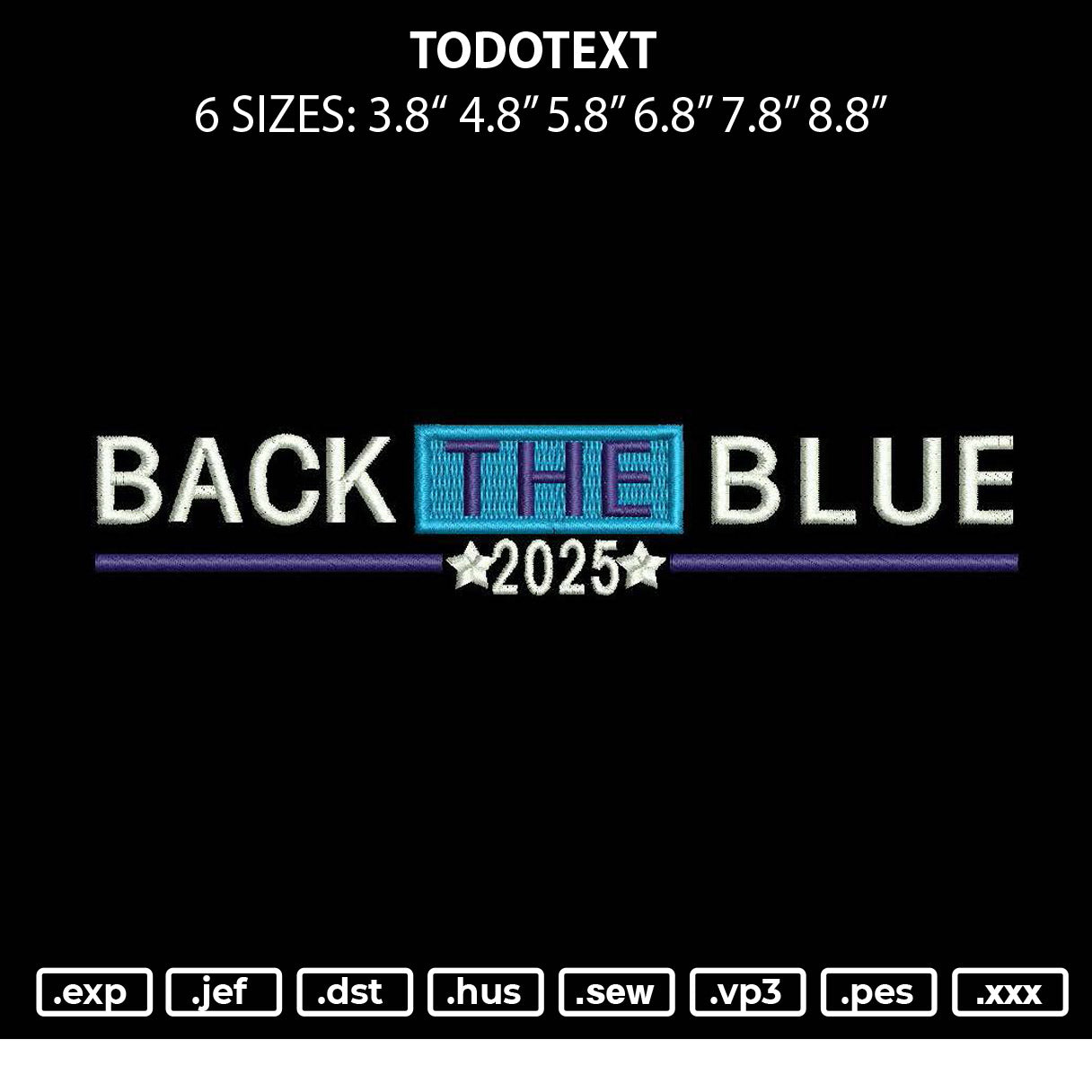 Bluetext 01 Embroidery File 6 sizes
