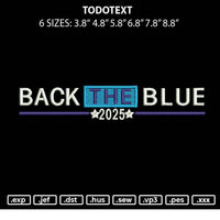 Bluetext 01 Embroidery File 6 sizes