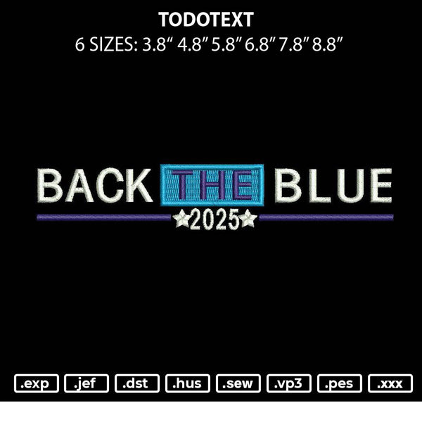 Bluetext 01 Embroidery File 6 sizes