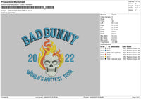 Bad Bunny 2022 Embroidery File 4 size