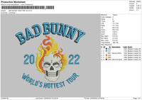 Bad Bunny 2022 Embroidery File 4 size