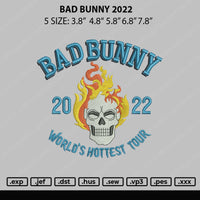 Bad Bunny 2022 Embroidery File 4 size