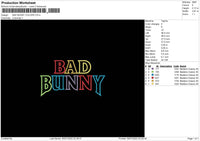 Bad Bunny Colors Text Embroidery File 4 sizes