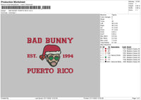 Bad Bunny Puerto Rico Embroidery File 6 sizes