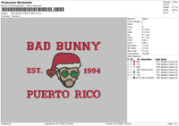 Bad Bunny Puerto Rico Embroidery File 6 sizes